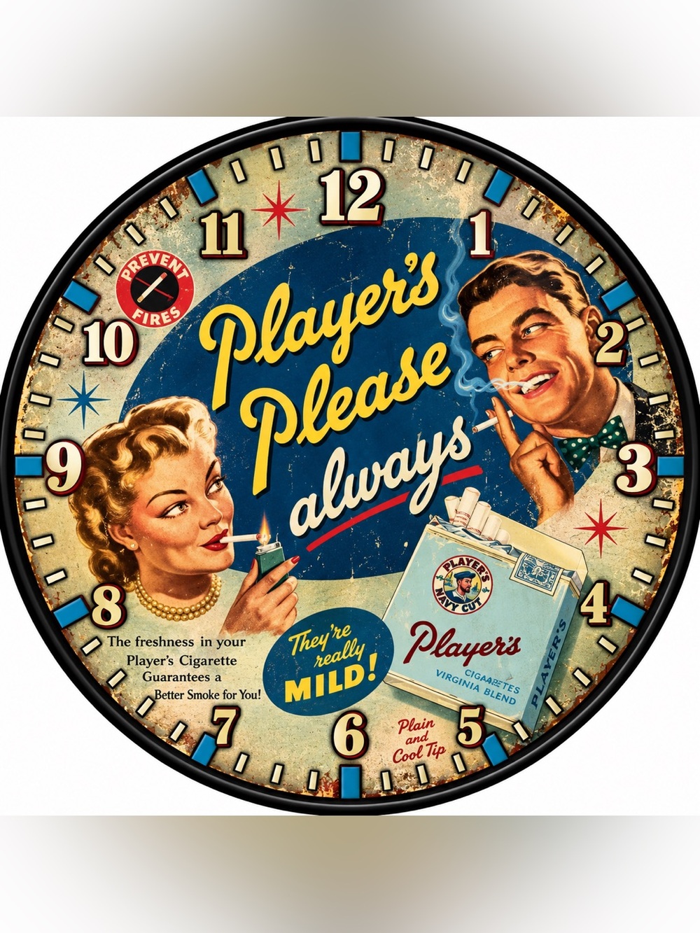 Please Retro Wall Clock - Vintage Blue